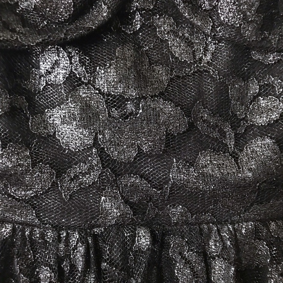 American Rag Black Silver Bow Metallic Lace Dress - Picture 4 of 8